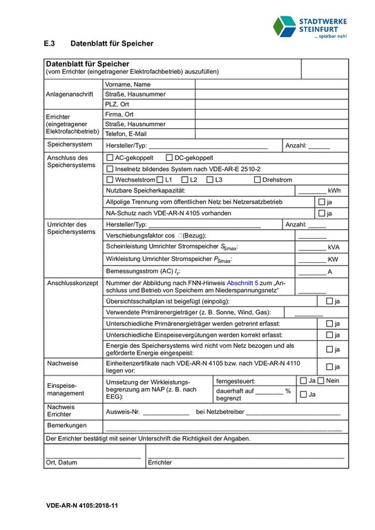 Datenblatt für Speicher