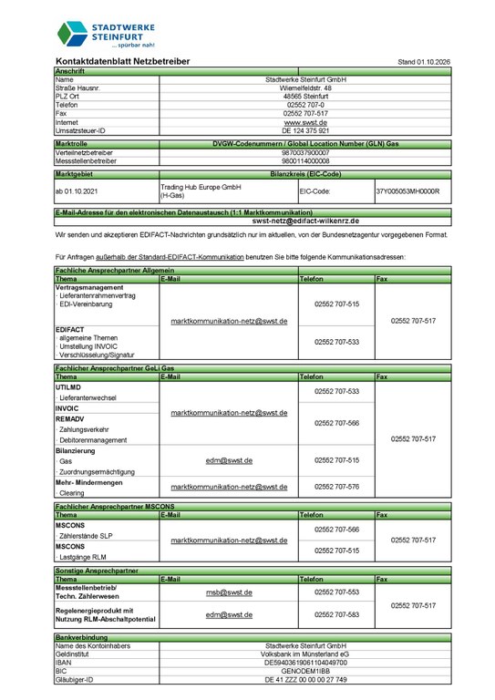 Stadtwerke Steinfurt GmbH_Kontaktdatenblatt Gas NB_Stand 01-10-2026