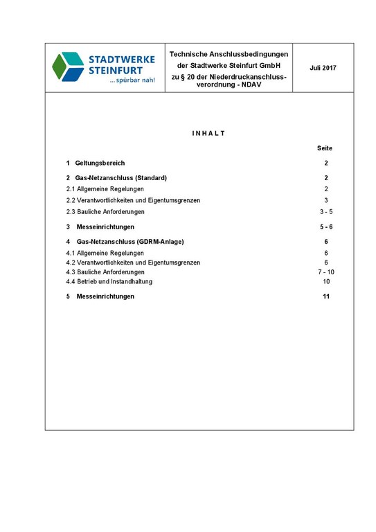 Techn. Anschlussbedingungen - NDAV, Stand Juli 2017