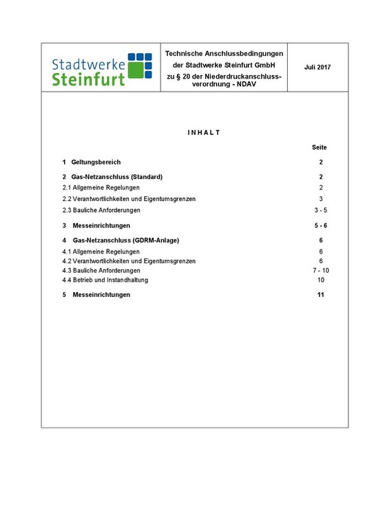 Techn. Anschlussbedingungen - NDAV, Stand Juli 2017