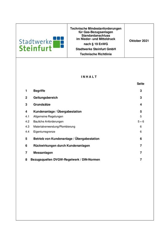 Techn. Mindestanforderungen - Netzanschluss Gas_Oktober 2021