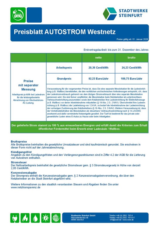 Preisblatt Autostrom_WESTNETZ