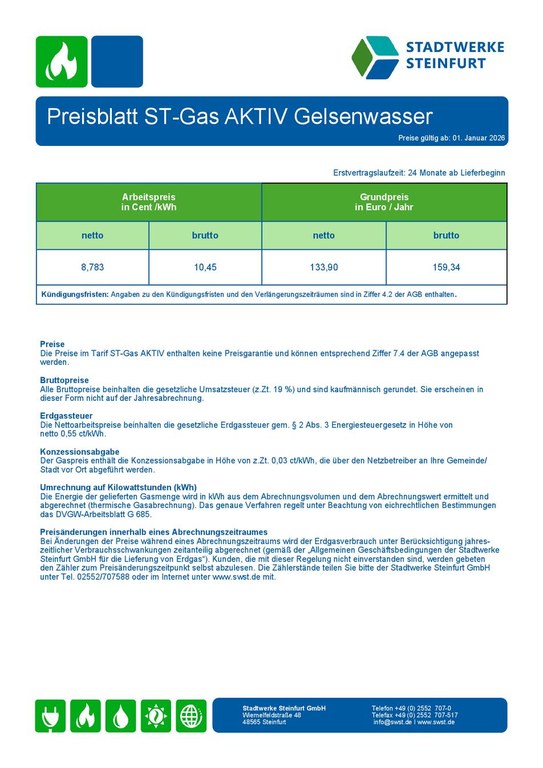Preisblatt ST-Gas AKTIV_GELSENWASSER
