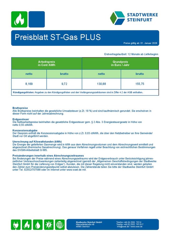 Preisblatt ST-Gas Plus