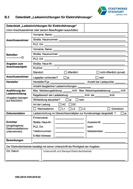 Datenblatt Ladeeinrichtung