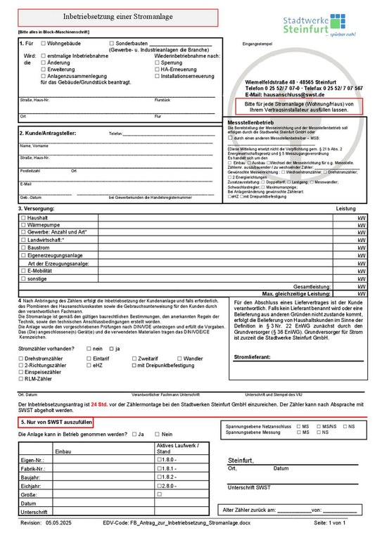 Inbetriebsetzung Stromanlage