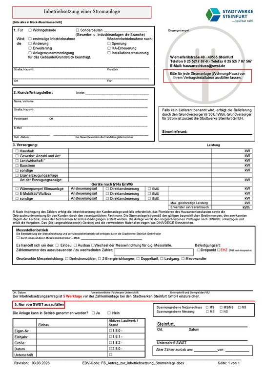 Inbetriebsetzung Stromanlage