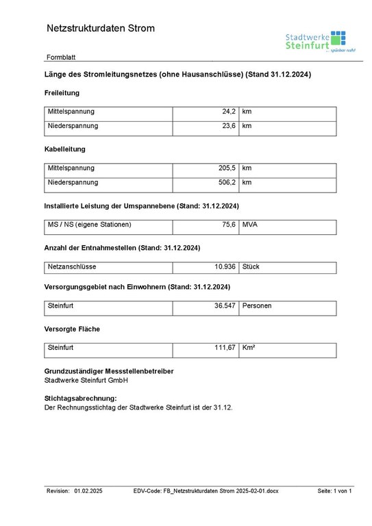 Netzstrukturdaten Strom